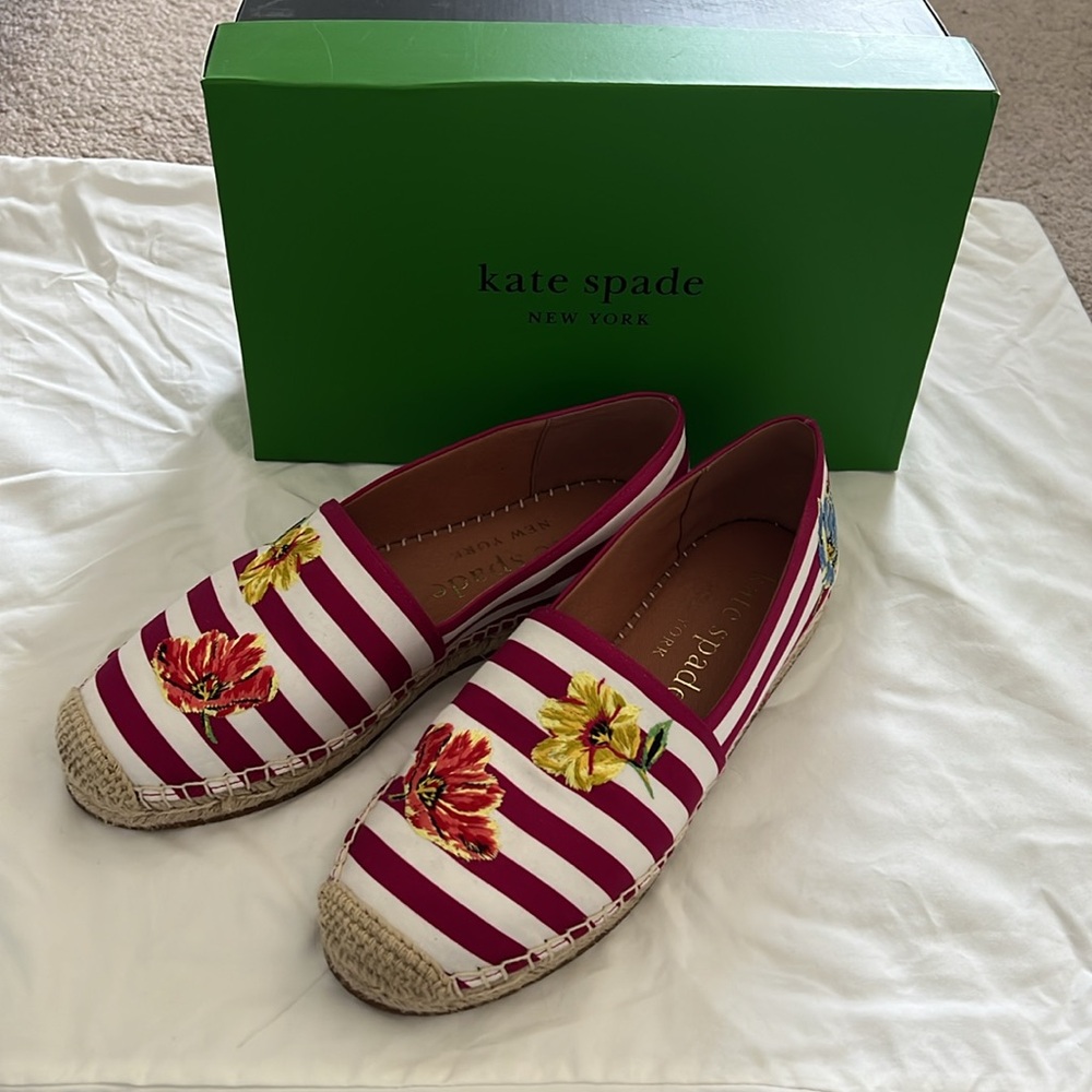 Kate Spade Red and White Floral Espadrilles